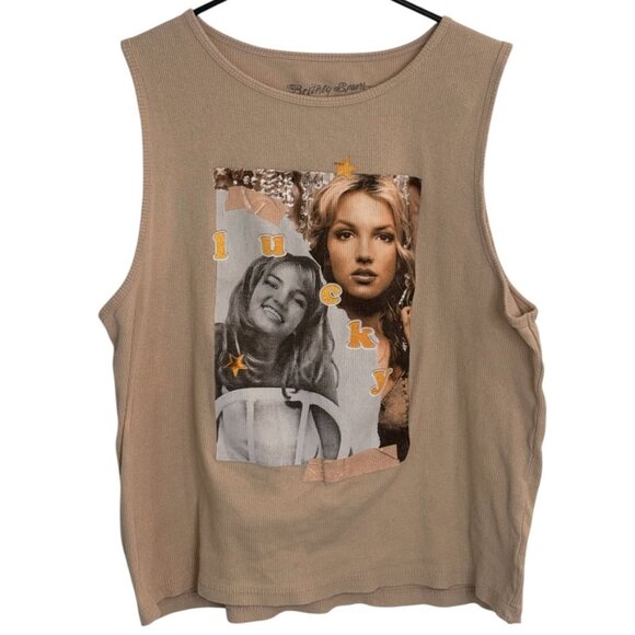 Britney Spears Tops - Britney Spears Lucky Vintage Y2K Ribbed Tank Top XXL Pop Music